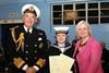 Outstanding Sea Cadet Rebecca Carter is seen with Admiral Sir Alan West and Siobhain McDonagh MP.