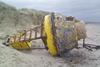 A navigation buoy washed up on a Scottish beach