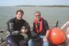 Television presenter and historian, Dan Snow, (left) and Mike Sawkins from MacArtney with the diver held DIDSON system.
