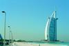 The striking Burj al Arab Hotel which houses the video cameras used to monitor the beach.