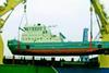 Sara Maatje XII is loaded onto a heavy lift vessel in Antwerp.