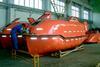 Lifeboats under construction at SchatHardings plant in China.