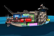 Render of e1 Marine's hydrogen fuel cells in a vessel