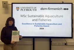 dsm-firmenich's 2024 Excellence in Sustainable Aquaculture and Fisheries Award winner Naomi Smith from the University of Plymouth UK