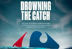 The image shows a screenshot of the front cover of BLOOM’s report ’Drowning the Catch’