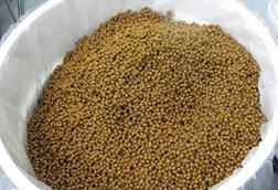 A close up of fish feed