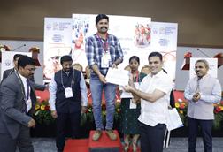 Shri Hibi Eden, MP & authority member at MPEDA, handing over the certificate to Thanseer K R of Abad Foods Malipuram, the winner of the first-ever National Skill Olympiad