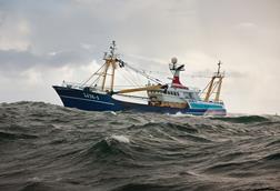 A fishing vessel at sea