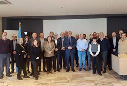 The image shows ​Commissioner Costas Kadis with the European social partners - ETF, Europêche and Cogeca