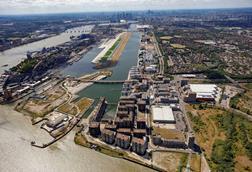 Aerial shot of the Royal Docks, London