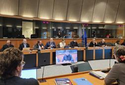 The image shows the European Parliament conference hosted by MEPs Nicolás González Casares and Paulo do Nascimento Cabral
