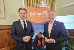 orcuil Crichton, MP for Na h-Eileanan an Iar and Travis Scott, CEO of Salmon Scotland