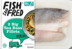 Packaged sea bass fillets in the New England Seafood's 'Fish Said Fred' range