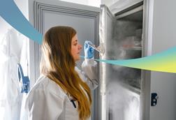 The image shows Dr Rachael Wilbourn at work in the Xelect St Andrews laboratory