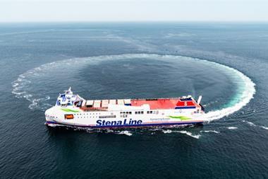 The image shows the Stena Futura during sea trials
