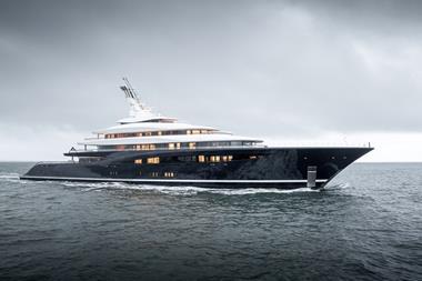 The picture shows an image of the 118.8-metre Feadship Breakthrough superyacht,