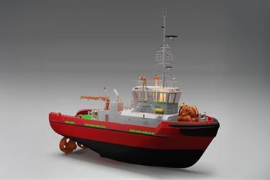 The image shows a render of the tug on a blank background