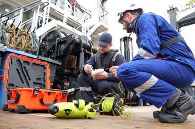 Ned Marine technicians inspect drones offshore