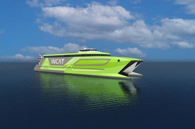 A render of the new hybrid electric ferry for Incat