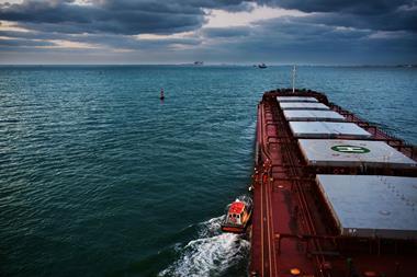 The image shows the wave data buoy on the water at Peel Ports