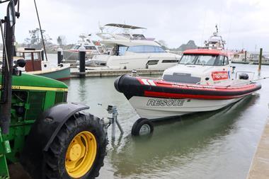 NZ Coastguard Protector Targa 410 on trailer