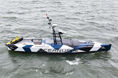 The ZeroUSV Oceanus12 USV on the water