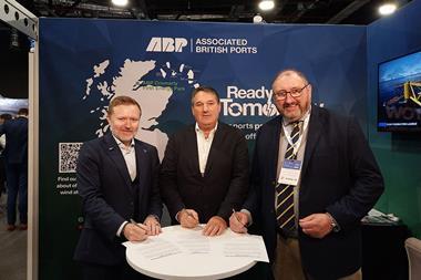From left to right: Andy Reay, ABP Group head of offshore wind, Richard Szuflak, deputy CEO BrestPort and Jerry Hallissey, head of business development - Shannon Foynes Port Authority.