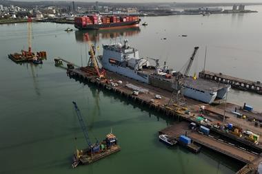 The image shows an overhead shot of work progressing on the ABP Solent Gateway Project