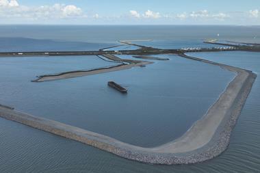 The serial image shows the Dutch Fish Migration River project at the Afsluitdijk