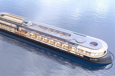 The image shows the Blue Seine river cruiser