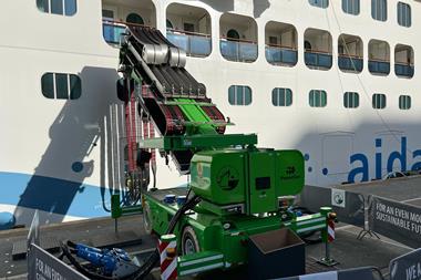 The image shows a shore power installation quayside