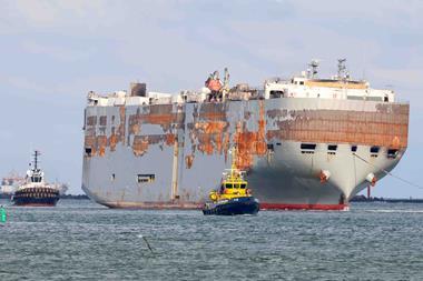 Following assemnent at Eemshaven the vessel was towed to Rotterdam for further attention (Peter Barker)