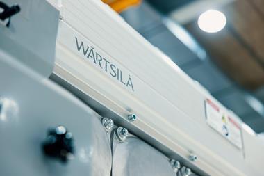 A close up of a Wärtsilä 20 engine
