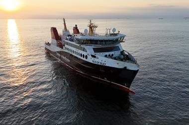 The image shows the MV Isle of Islay during sea trials