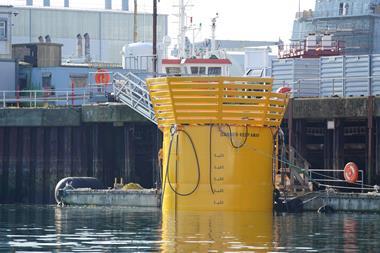 The Fabtest-BPT Demonstrator hull at Falmouth docks