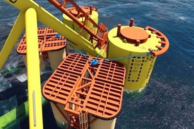 The image shows a TugDock Submersible Platform in action