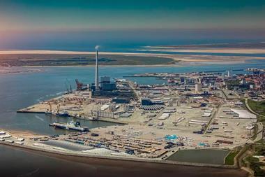 The images shows the Port of Esbjerg as pictured from above