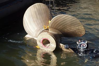 The divers' work including changing the seasonal propellers (Alfons Hakans)