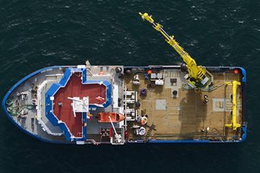 A large working deck and crane allows for buoy-handling operations (Briggs)