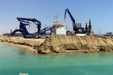 Van Oord suction dredger, Artemis, working at Ain Sokhna port in Egypt