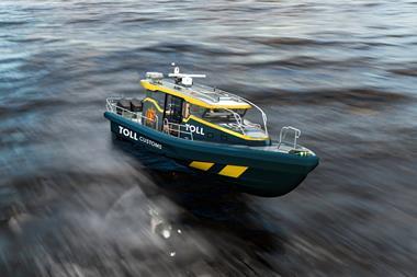 The image shows a render of the new craft for the Norwegian Customs Service