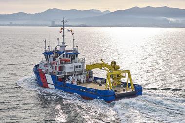 The image shows the Briggs Marine Forth Constructor vessel on the water