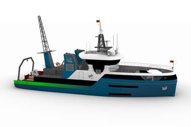 The image shows a render of DLR's new research vessel