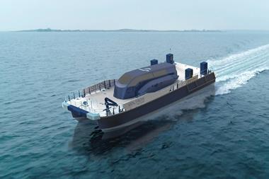 The CTV-26 RON, next-generation crew transfer vessel (CTV) on the water