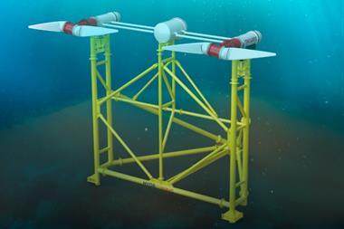 The image shows a close up of the tidal array