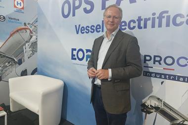 The image shows Roland Teixeira, president of the European Onshore Power Supply Association (EOPSA) at Seawork
