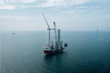 The image shows the Cadeler Wind Osprey vessel during operations