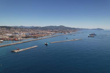 A wide angle shot of the Genoa breakwater site