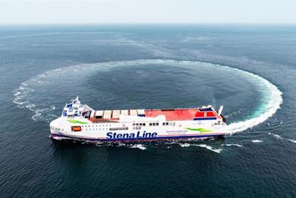 The image shows the Stena Futura during sea trials