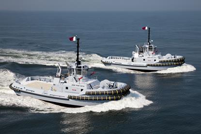 An artist's impression of the two new ASD 3212 tugs for the Qatar Emiri Navy